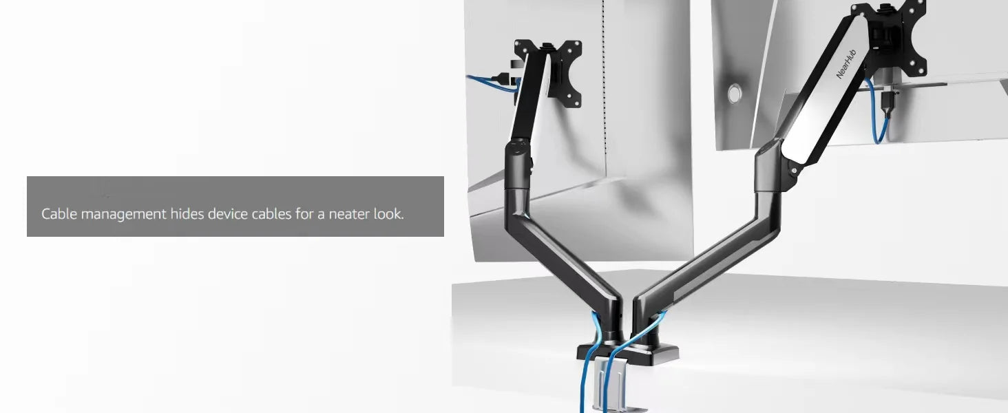 Nearhub US Free Shipping Monitor Arm Dual Arm With C-Clamp Grommet Mount,Flexible Adjustment Effortless Installation Monitor Arm