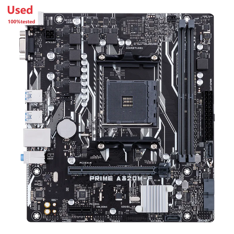 ASUS PRIME A320M-F Motherboard AM4 AMD A320 Chipset DDR4 32GB Micro ATX Used - WinSupport Tech