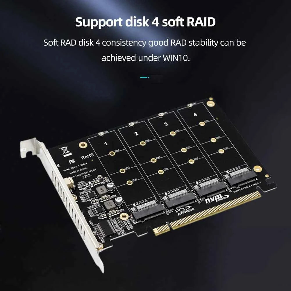 M.2 NVME SSD to PCIe X16 Adapter Card PCIE Split/PCIE RAID Support M.2 PCI-E SSD/M.2 Device NVME For Desktop PC PCI-E m2 adapter