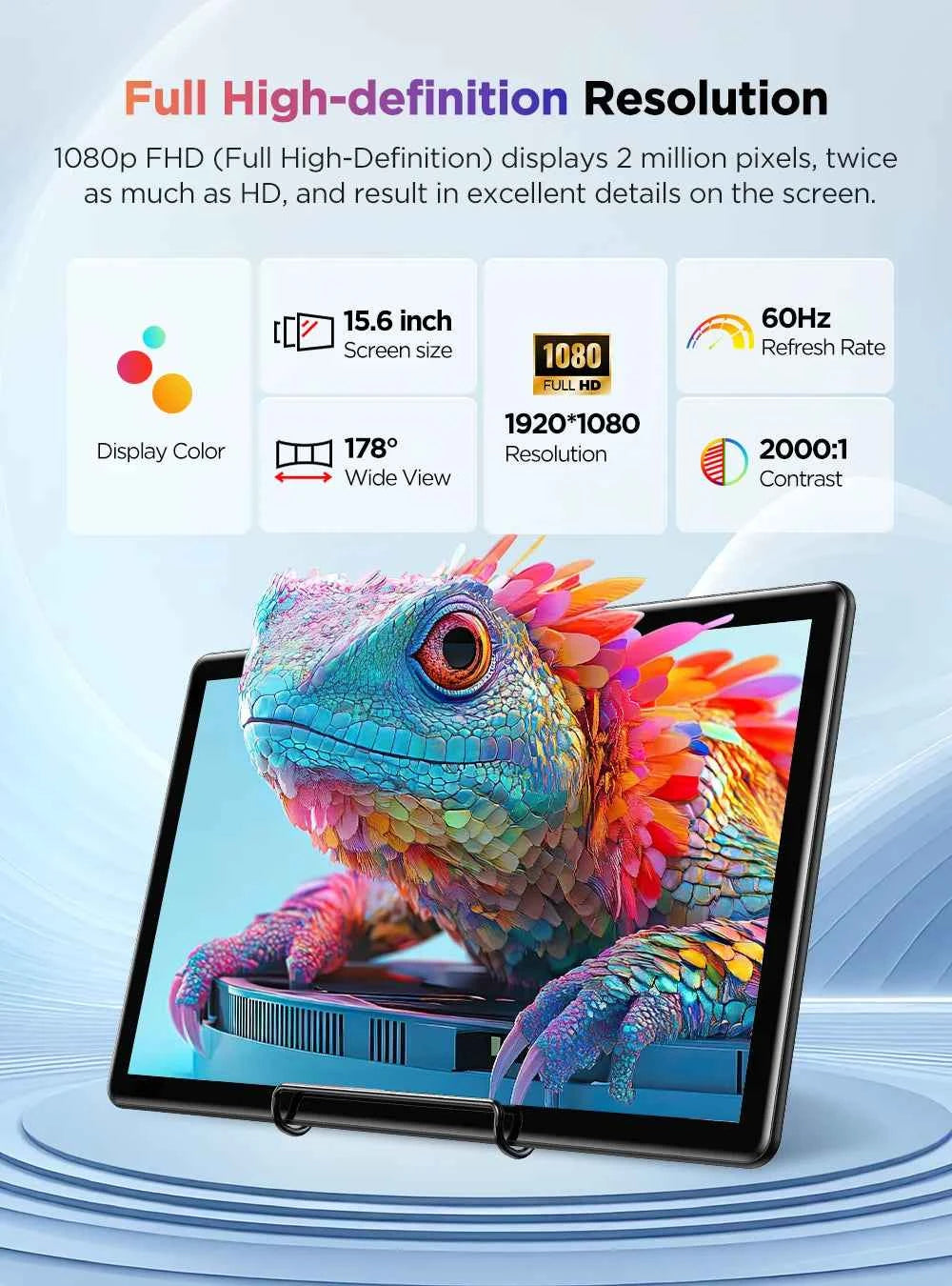 UPERFECT 15.6“ Portable Monitor Touch Screen with 2000:1 Full HD Screen Integrated Stand & DVI VGA HDMI USB C External Dispaly