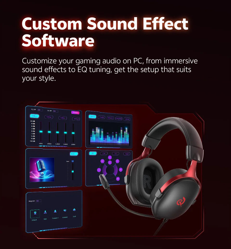QCY VN200 Pro Wired Gaming Headset With Mic 40mm Driver 7.1 Surround Over Ear Headphones For PC PS4 PS5 Gamer Headphones