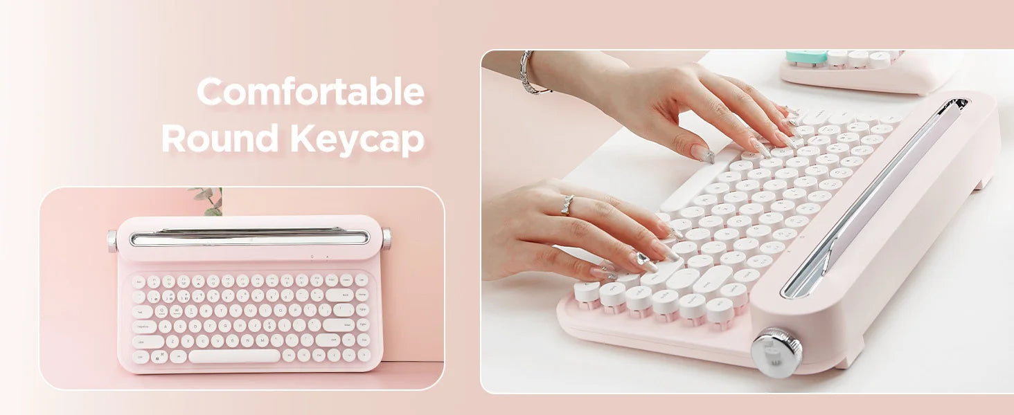 YUNZII ACTTO B305 Retro Typewriter Aesthetic Keyboard, 75% Compact Wireless Keyboard with Integrated Stand for Multi-Device