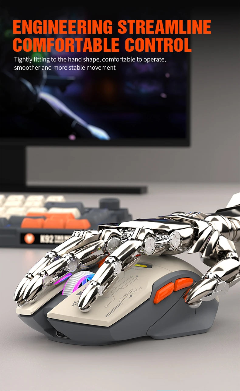 H2 Mouse, lightweight S205, three-mode wireless Bluetooth mouse for gaming, charging, RGB lighting, suitable for