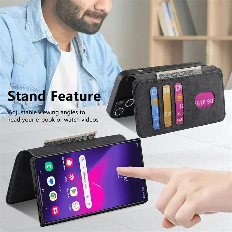 Magnetic 2 In 1 Detachable Flip Card Wallet Case For Magsafe Samsung Galaxy S26 S25 S24 S23 FE S22 S21 Ultra Note20 Plus A56 A36