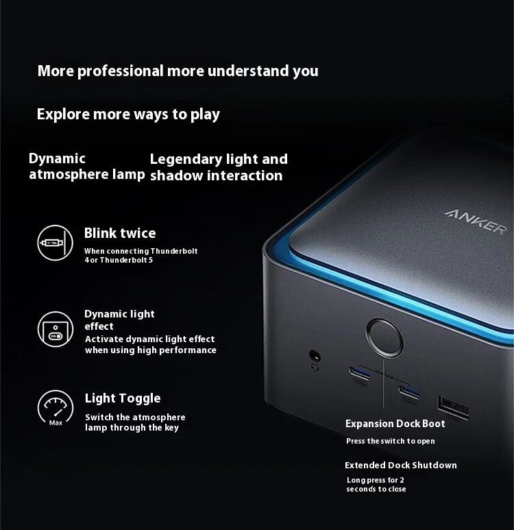 ANKER Prime TB5 Thunderbolt 5 Docking Station Dual 8K Triple Screen Display Type-C Expansion 120Gbps 14-in-1 for MacOS/Windows