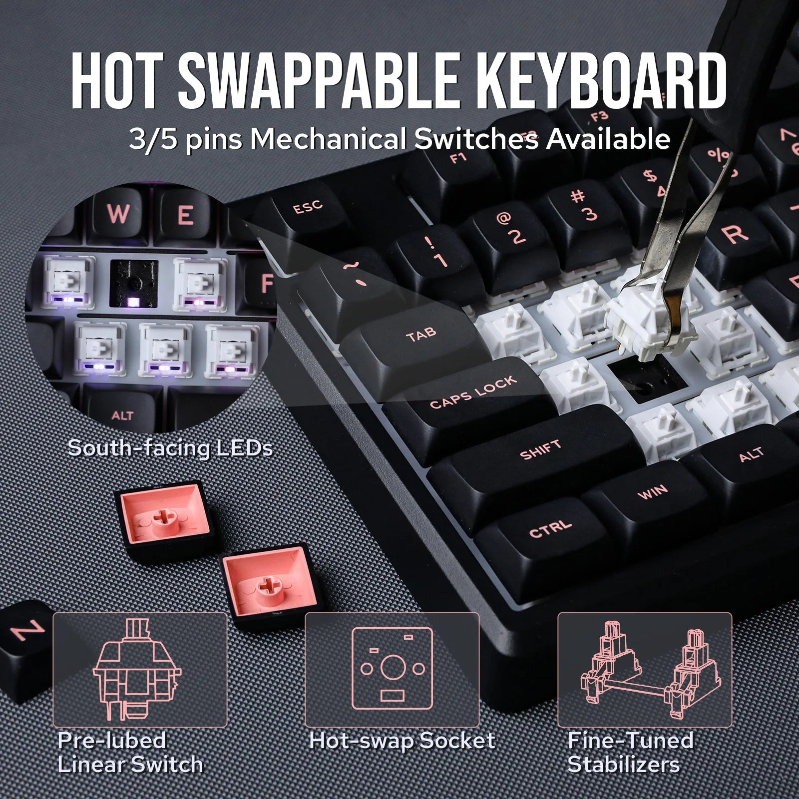 EPOMAKER Galaxy100 1800 ANSI US Layout QMK/VIA Wired/BT5.0/2.4Ghz Aluminum Mechanical Gaming Keyboard with Knob