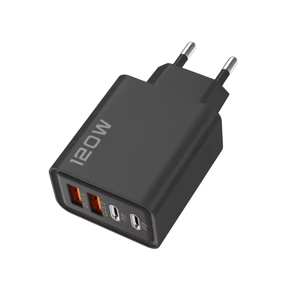 4 Port USB PD Charger 120W Type C Quick Charge Mobile Phone Charger Adapter For iPhone Samsung Xiaomi EU/US/UK Plug Wall Charger
