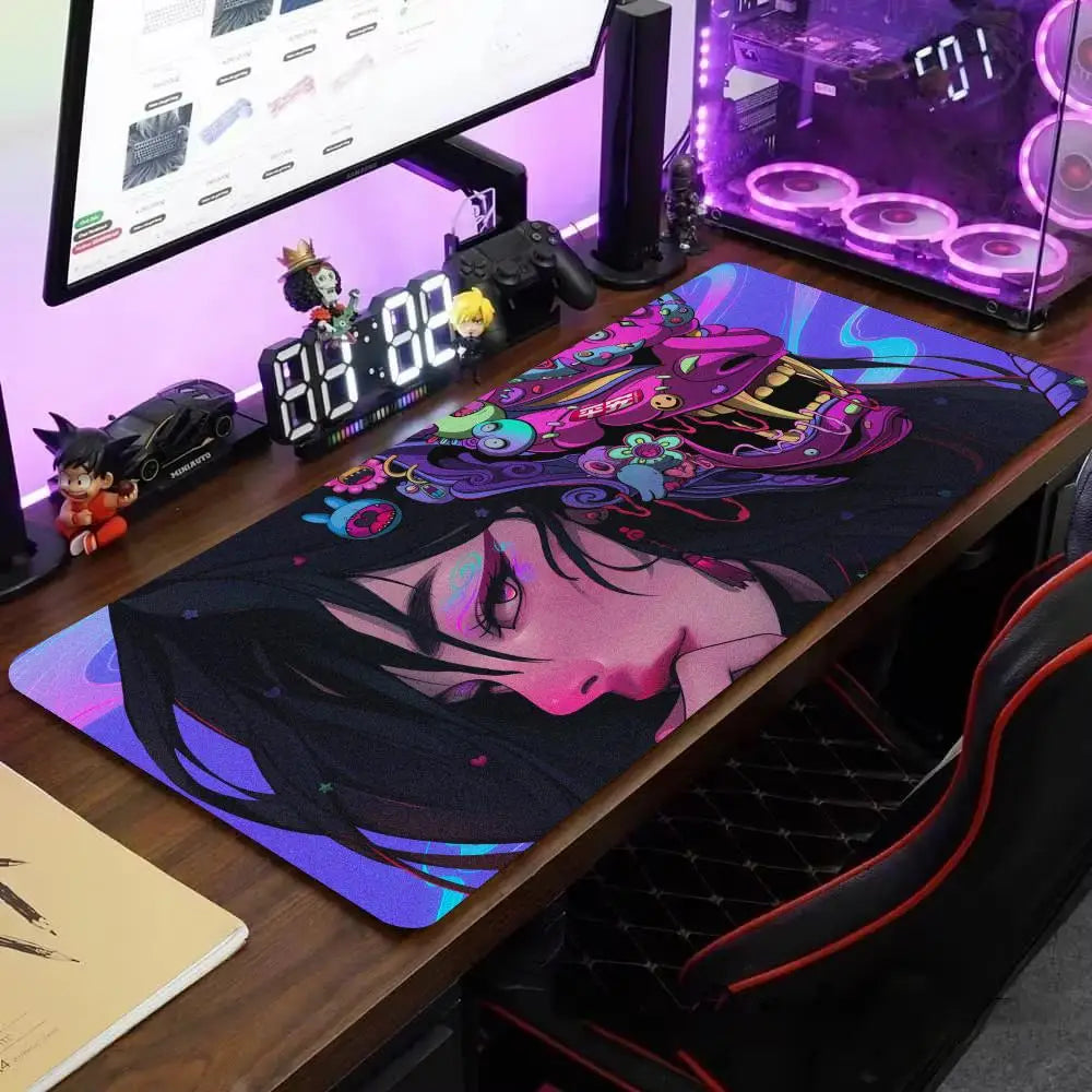 Mask anime girl Mouse Pad Large Computer Office Game Table Mats XXL Rubber Anti-slip Gaming Keyboard Mousepads Long Desk Pads