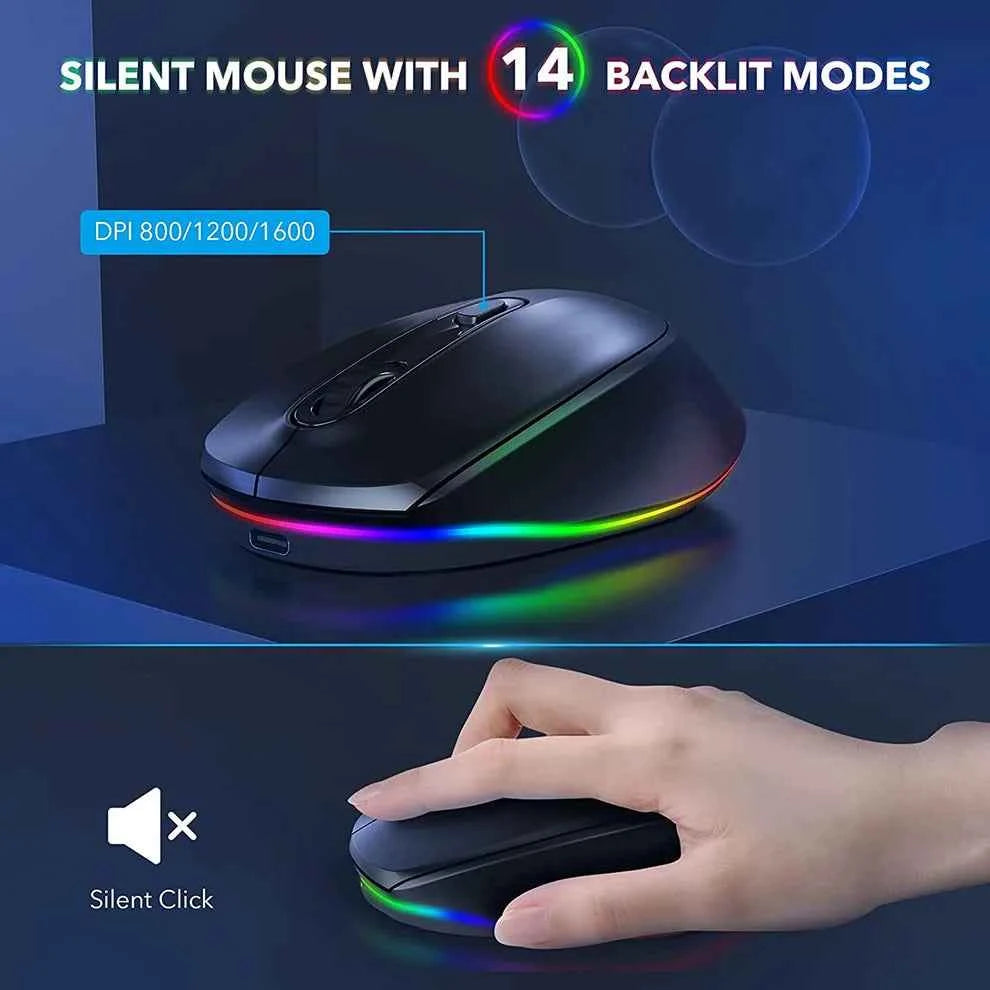 Wireless Keyboard and Mouse Combo Backlit Rechargeable Wireless Keyboard Set USB Cordless Combo for Computer Mac PC Laptop