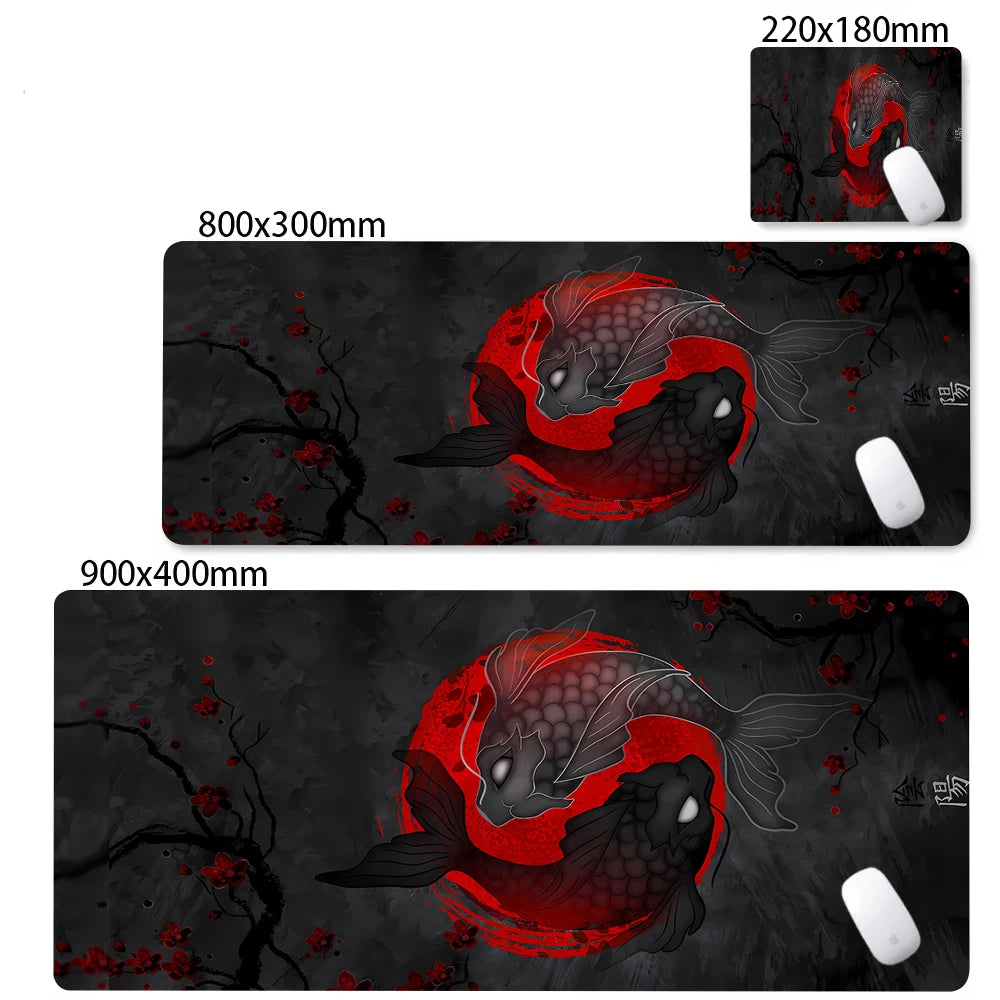 Large Mouse Pad Yin-yang Fish HD Black & White Sakura Computer Office Table Pc Gaming Non-slip Japanese Kawaii Desk Accessories