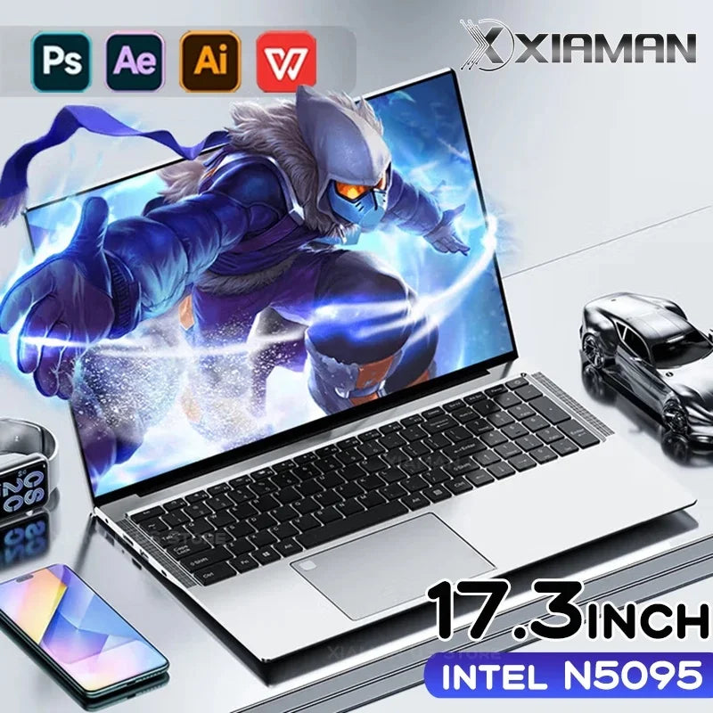 17.3-inch, Intel N5095, Windows 11, 16GB DDR4, 1TB SSD, Fingerprint Unlock, Gaming Laptop Backlit Notebook - WinSupport Tech