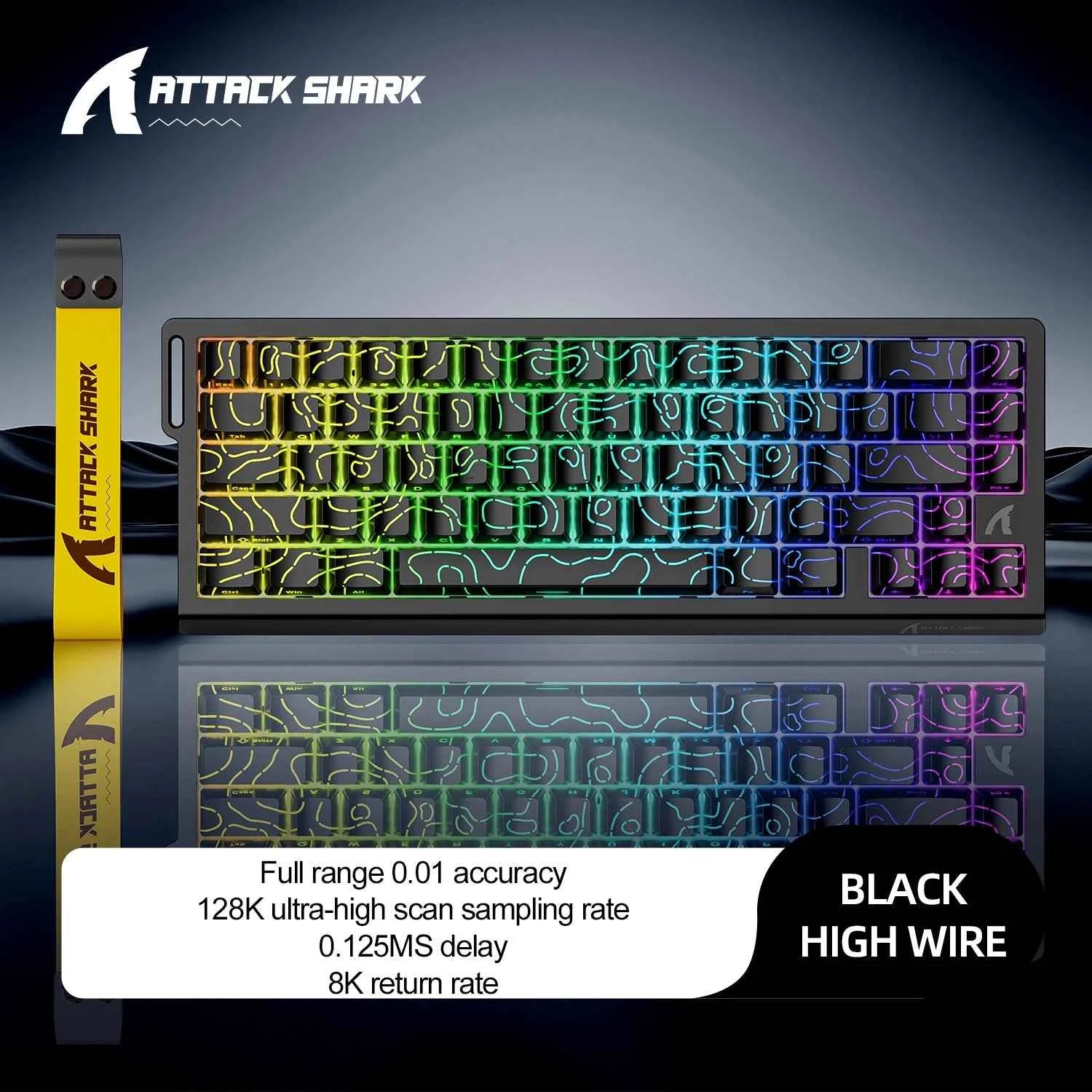 X68HE ATTACK SHARK Magnetic Gaming Keyboard Mechanical Wired for Pro Gaming 0.01mm Rapid Trigg 8000Hz SOCD/Rs 0.125ms 128K Rate