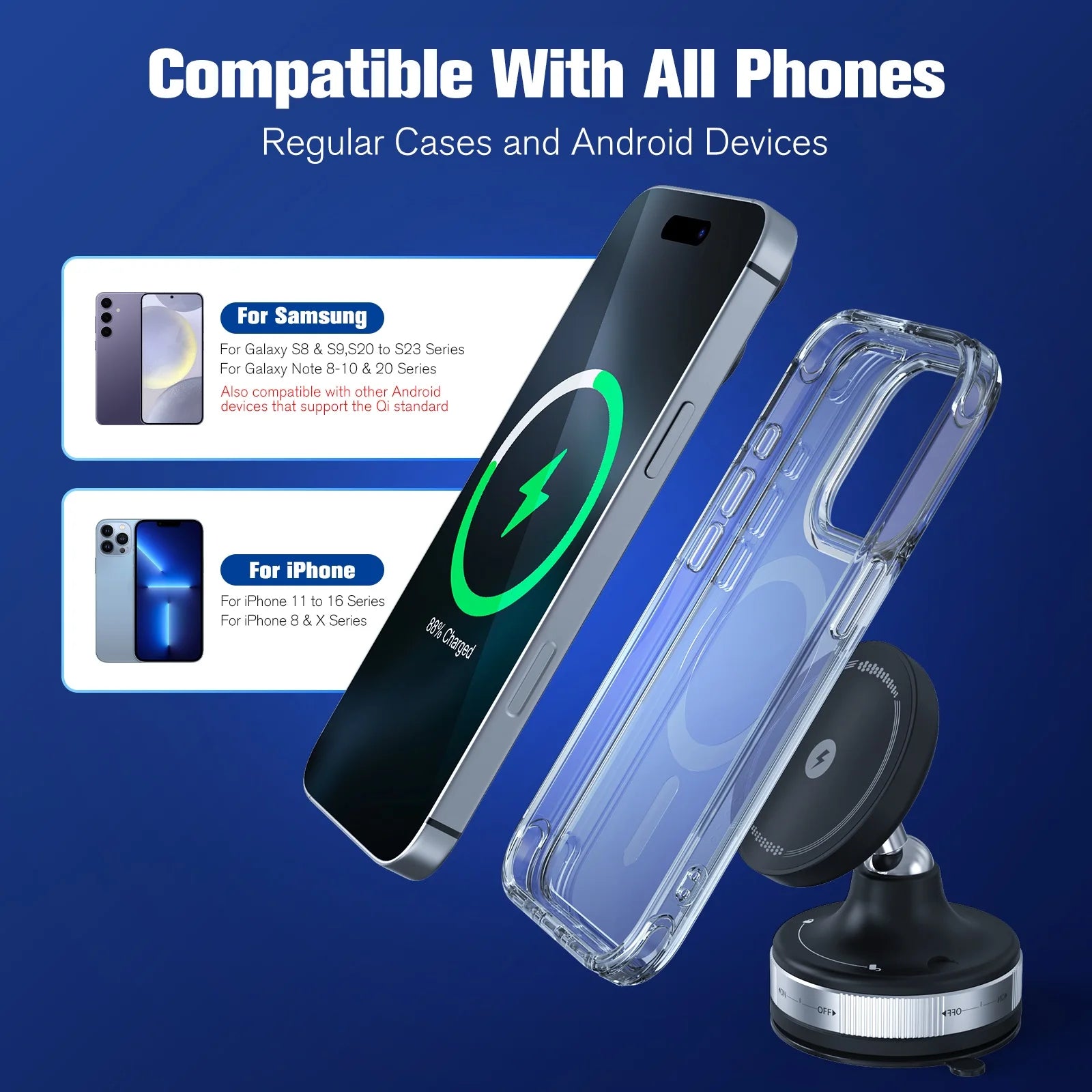 15W Strong Magnetic Car Wireless Charger Phone Holder 360° Magnet Car Mount Fast Charging for IPhone17 16 15 Samsung Android