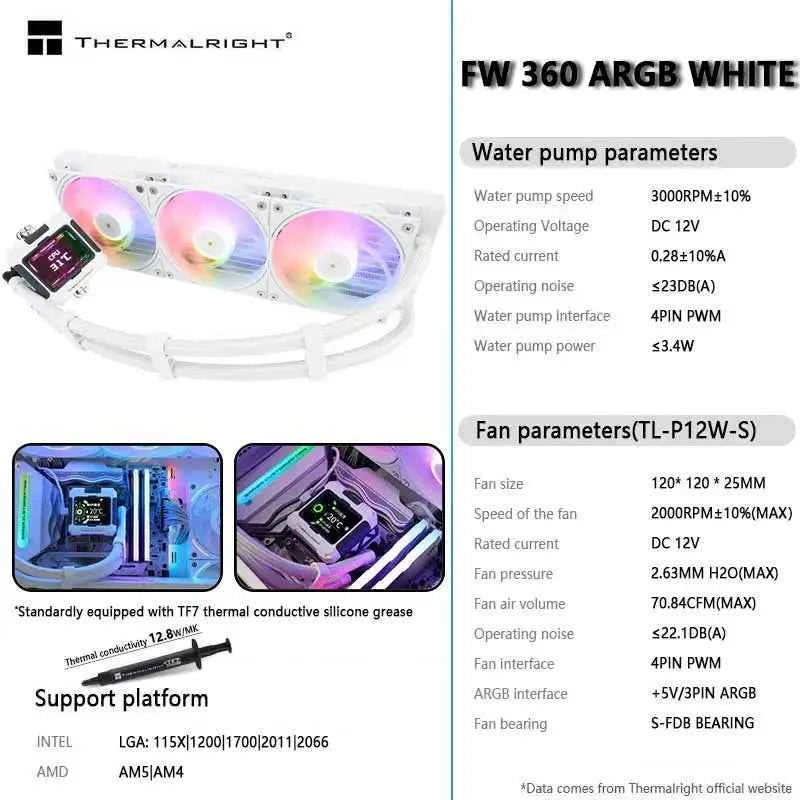 Thermalright FW 360 All-in-one CPU Water cooling cooler 2.4-inch IPS LCD monitor Customizable themes For LGA1851/1700 AMDAM4/AM5