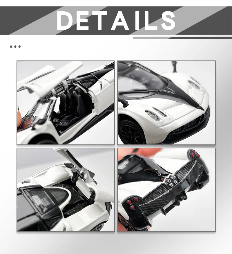 1:43 Alloy 3 Doors Open HUAYRA Die Cast Model Race Car Toy with Pullback Action Model Car for Collection and Ornament  Gift