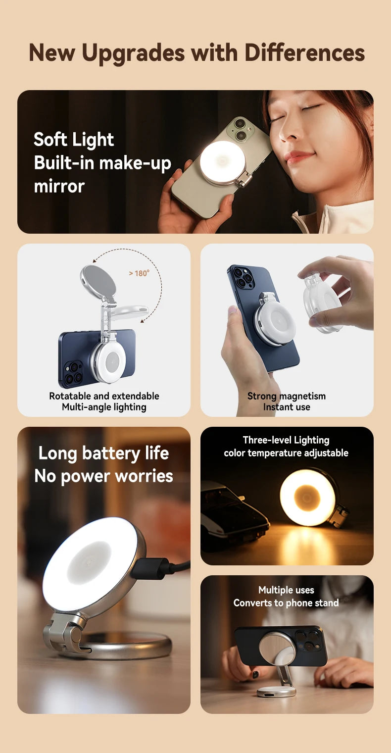 TELESIN Magnetic Phone Camera Hand Grip Universal Smart Phone Holder with Remote Control for iPhone & Android Bluetooth Shooting Aid