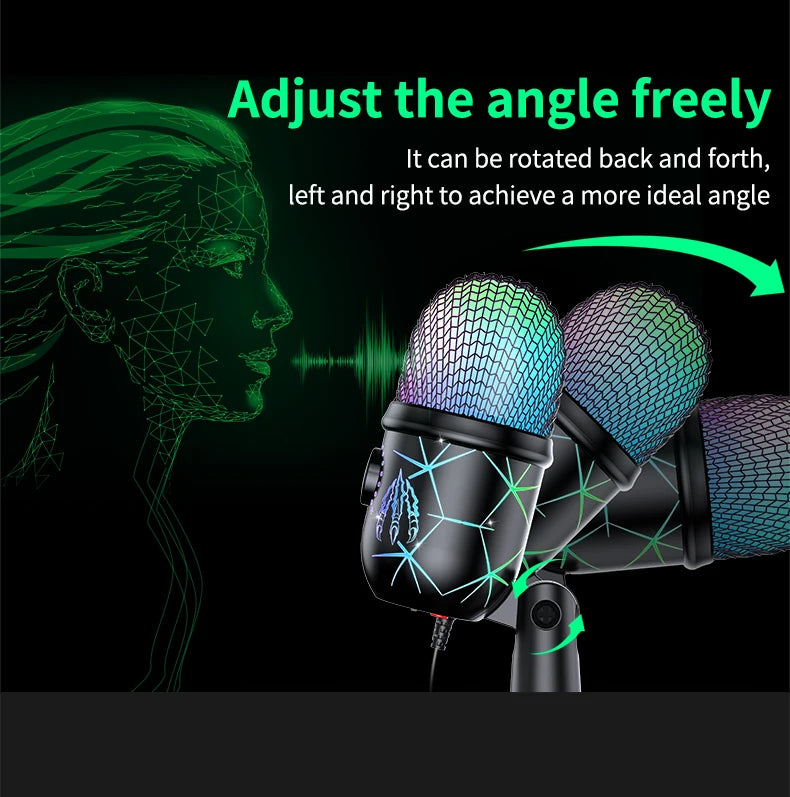 USB Microphone Play Gaming Mic for PC Mac PS4/5 Podcast Microphone with RGB Mute Monitor Noise Reduction for Recording Streaming