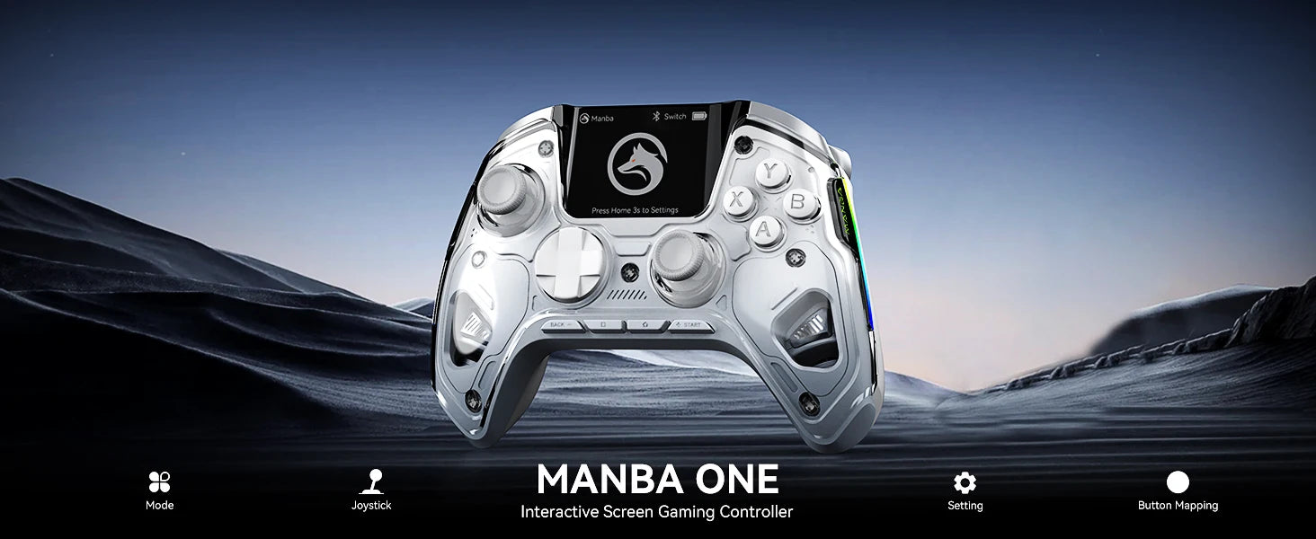 Mamba One V2 Screen Interactive Wireless Gaming Controller for iOS/Android/Switch/PC  Hall Effect,1800mAh with Charging Dock