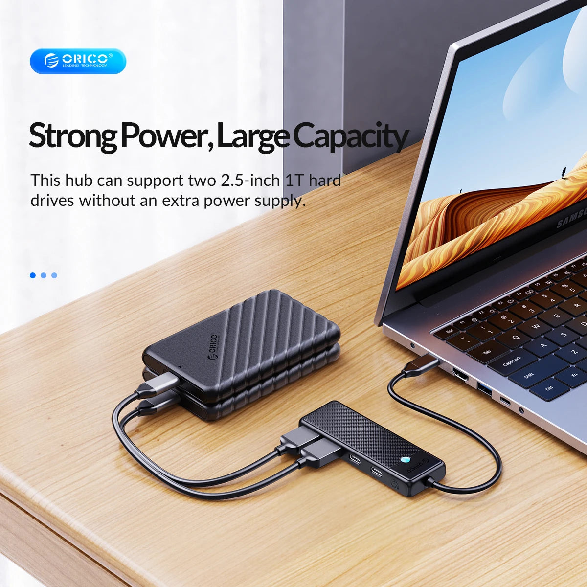 ORICO USB 3.0 HUB Adapter Port Extender PD100W Charging Port 5Gbps High-Speed Transmission hub