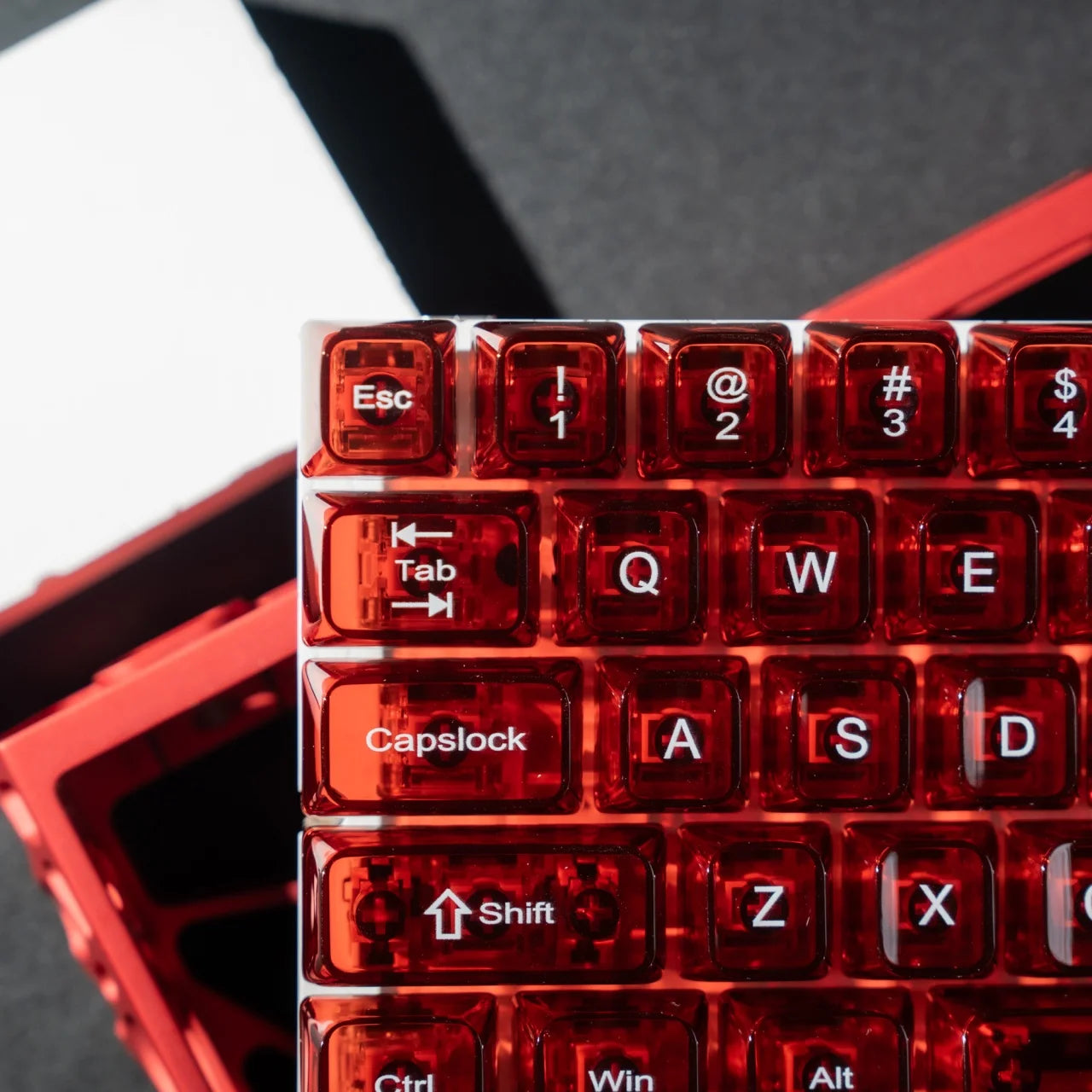 Womier 115 Keys Clear Keys Red Transparent Keycaps MDA Profile Crystal Ceramic Custom Keycaps Set