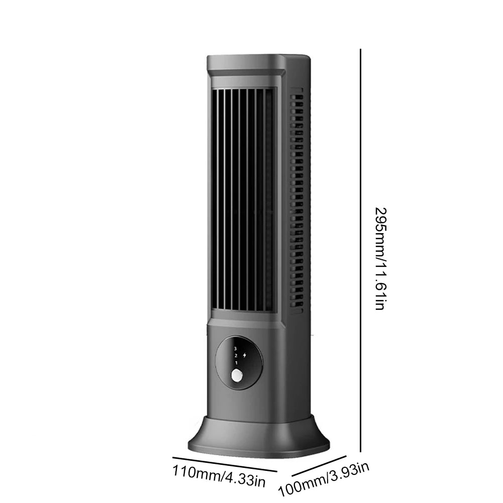 Quiet Bladeless Fan USB Rechargeable 3 Speeds Quiet Air Cooler Desktop Cooling Fan Portable Tower Fan for Home Office Dormitory