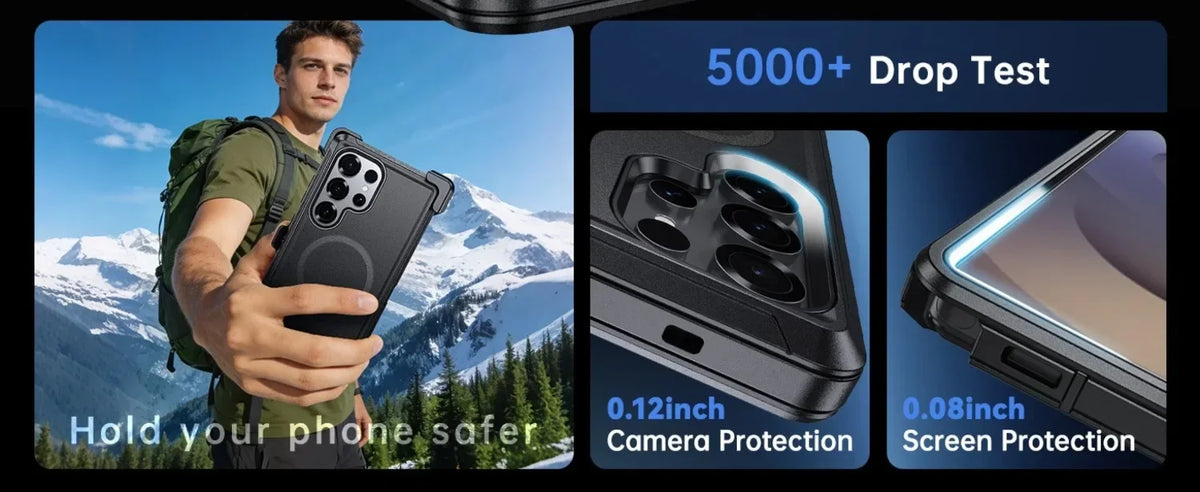Military Armor OTT For Magsafe Charge Case For Samsung S26 Ultra S25 S24 S23 S22 Plus FE Edge Hard PC+TPU Clip Bracket  Cover