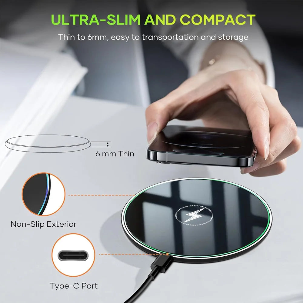 Universal Wireless Charger for Apple iPhone 17/16/15 pro Max Samsung Galaxy S22/S21 Huawei Xiaomi  Google Pixel - Compatible wireless chargers