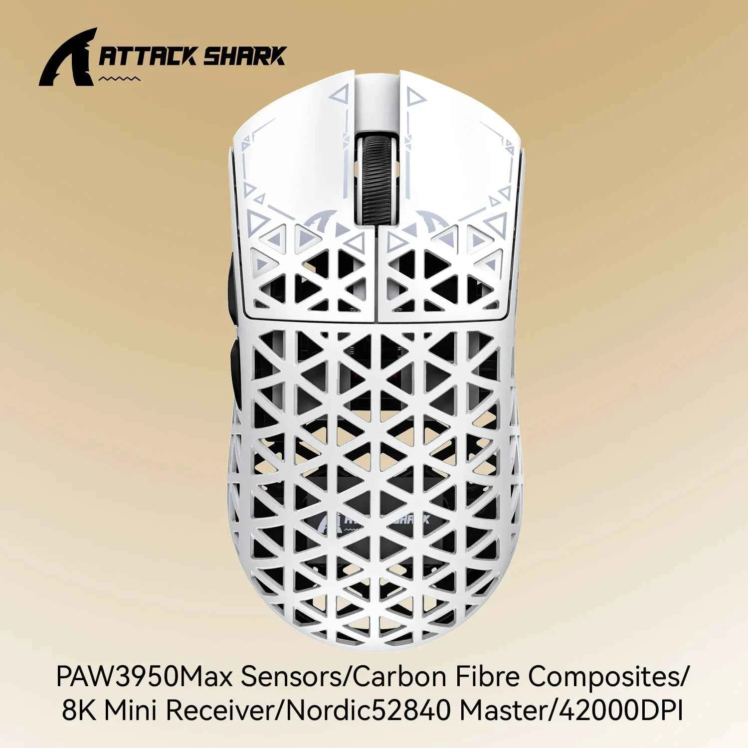 True Wireless 8K ATTACK SHARK R5 Ultra Gaming Mouse Eco-friendly Carbon Fiber Composite,PAW3950Max Sensor,Nordic52840 Controller
