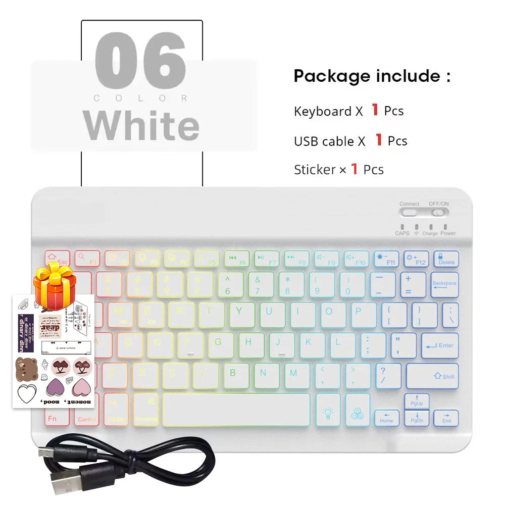 2026 Portable Bluetooth Backlit Keyboard For Xiaomi iPad / iOS Android Windows Tablet Phone Wireless Keyboard With Mouse Spanish