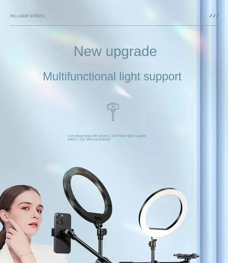 Smartphone Mobile Stand For Cell Phone Holder With LED Ring Light Grip And Beauty Enhancements For Professional Live Streaming