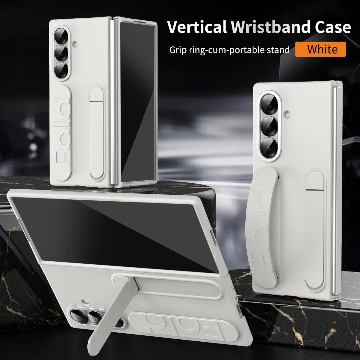 Luxury Wristband Invisible Bracket Case for Samsung Galaxy Z Fold 6 5 4 3 7 fold6 Hand Wrist Strap Folding Stand Silicone Cover