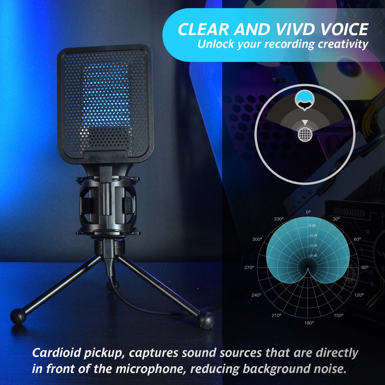 Professional USB Condenser Microphone Kit – Gaming & Podcast Mic for PC/Laptop, Wired Studio Recording Mic for Streaming, Karaoke & Voice Overs.