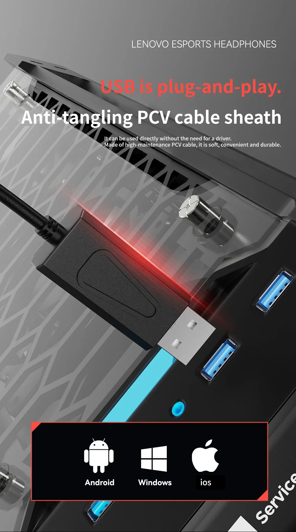 Lenovo Over-Ear Headphones with Microphone, Gaming Headphones, Rgb Lighting, Cool Colorful Lights, Suitable for Desktop and Laptop Computers, Comfortable, Sound-Isolating, and Noise-Cancelling