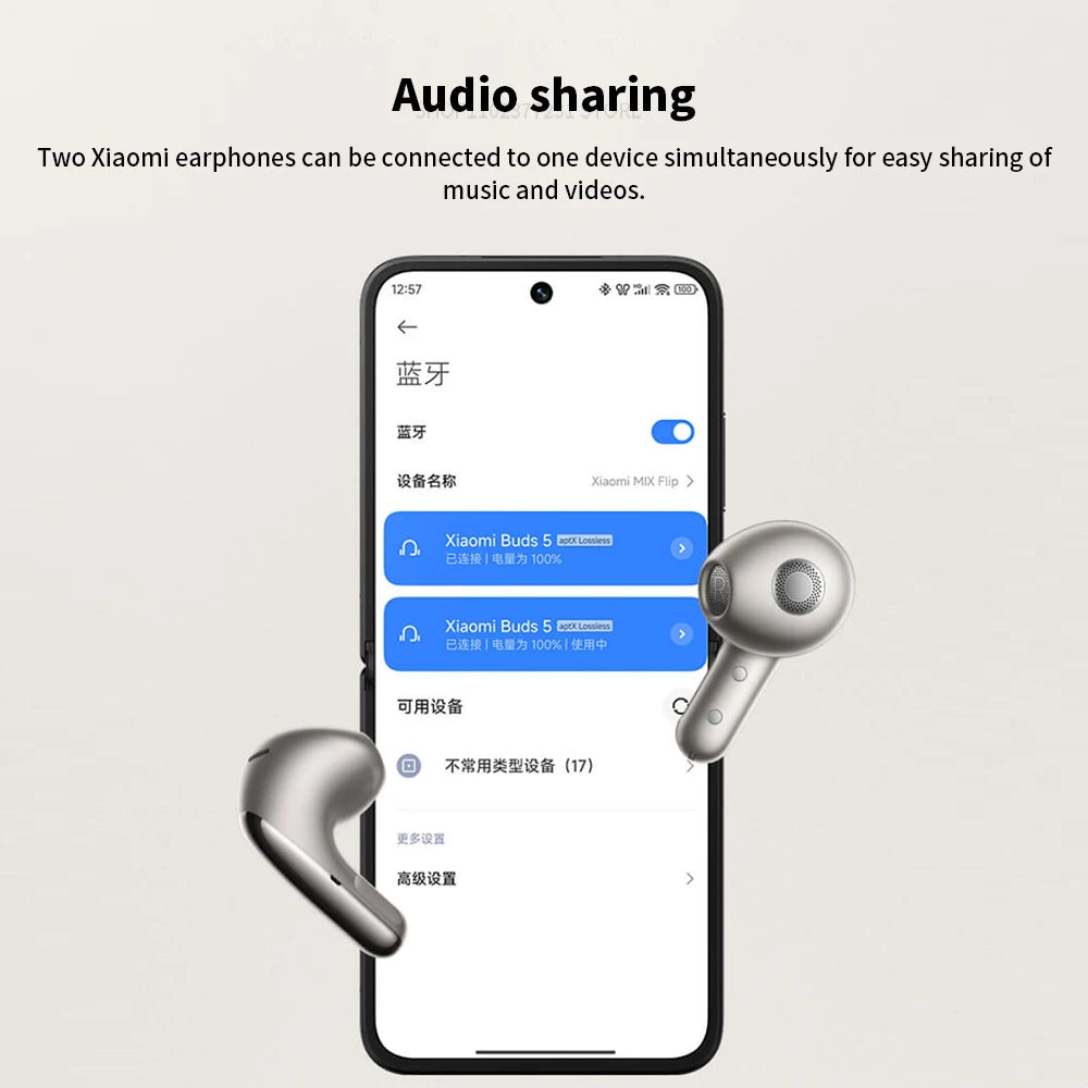 Original Xiaomi Buds 5 Earphone TWS AI Active Noise Cancelling HiFi Wireless Bluetooth Sound Recording Headphone Lossless Audio