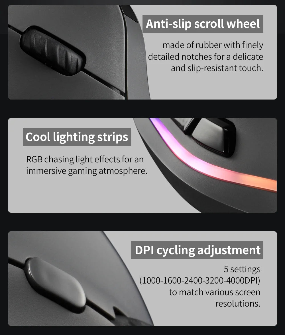Lefon 2.4G Ergonomic Wireless Mouse Rechargeable Vertical Mouse Gaming Mice for PC Laptop MacOS Office F35C/F35B/F35 Model 버티컬 마