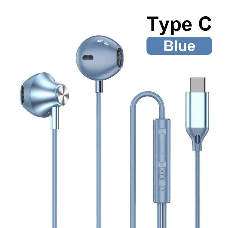 Type C 3.5mm Jack Earphones HiFi Stereoscopic Sound With Mic Wired Headphones Line Control Earbuds For Samsung iPhone 16 Headset