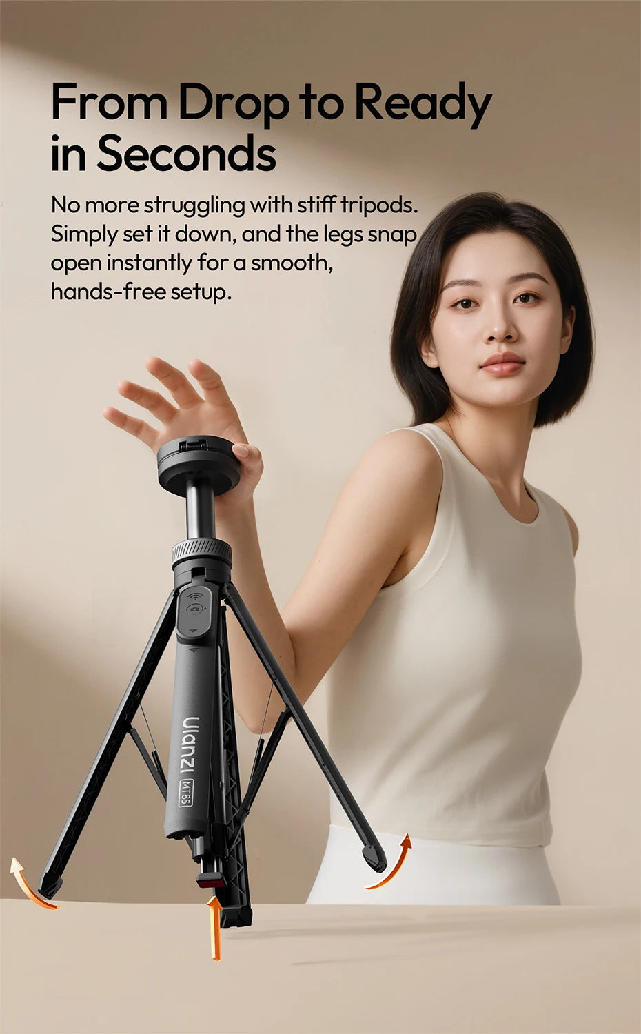 Ulanzi MT85 Automatic Phone Tripod Magsafe Dual-Side Magnet with 10m Wireless Control for Outdoor Travel Selfie Stick Livestream