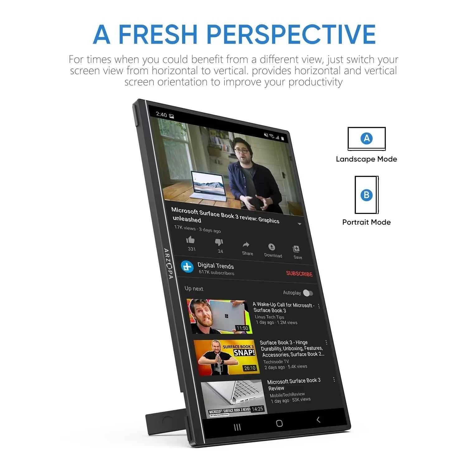 ARZOPA 16.1'' 100% sRGB Portable Monitor 1080P Second Monitor External Screen for MAC Laptop PC Xbox/PS/Switch,Z1C