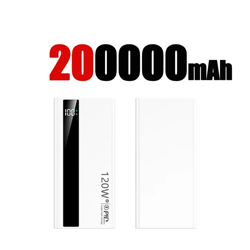 Lenovo 120W Fast Charging 2026 Large Capacity 200000mAh Digital Display Power Bank Outdoor Power Supply for Huawei iPhone