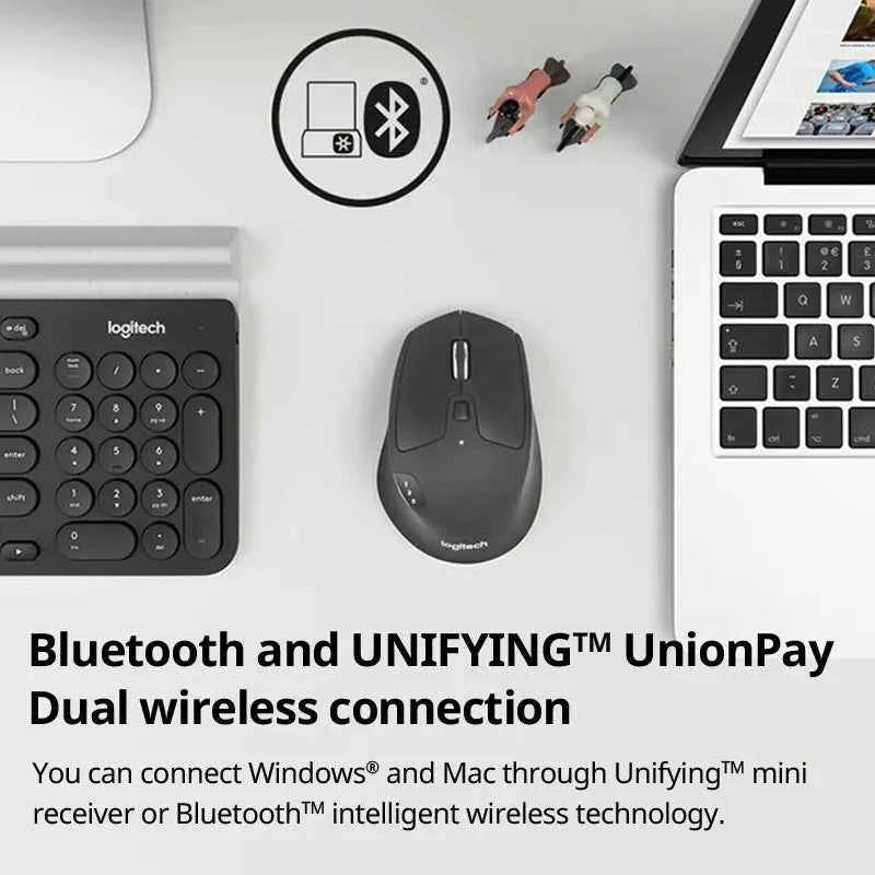 Logitech M720 Wireless Bluetooth Mouse Union Dual Mode Multi-device Office Efficient Comfortable Feel Notebook