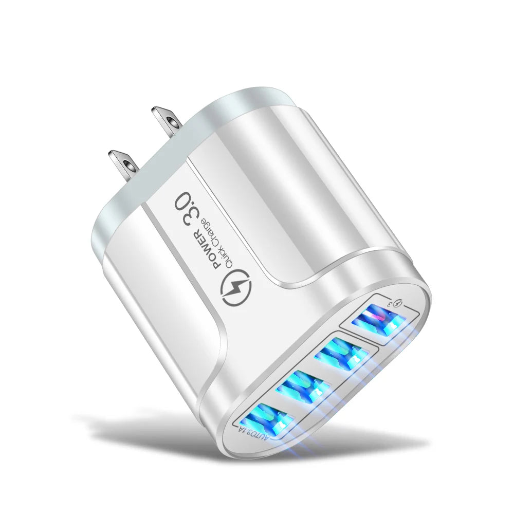 Vumpach 4 Ports USB Fast Charger Quick Charge 3.0 48W Wall Mobile Phone Fast Charging For iPhone Samsung Xiaomi  Adapter Travel