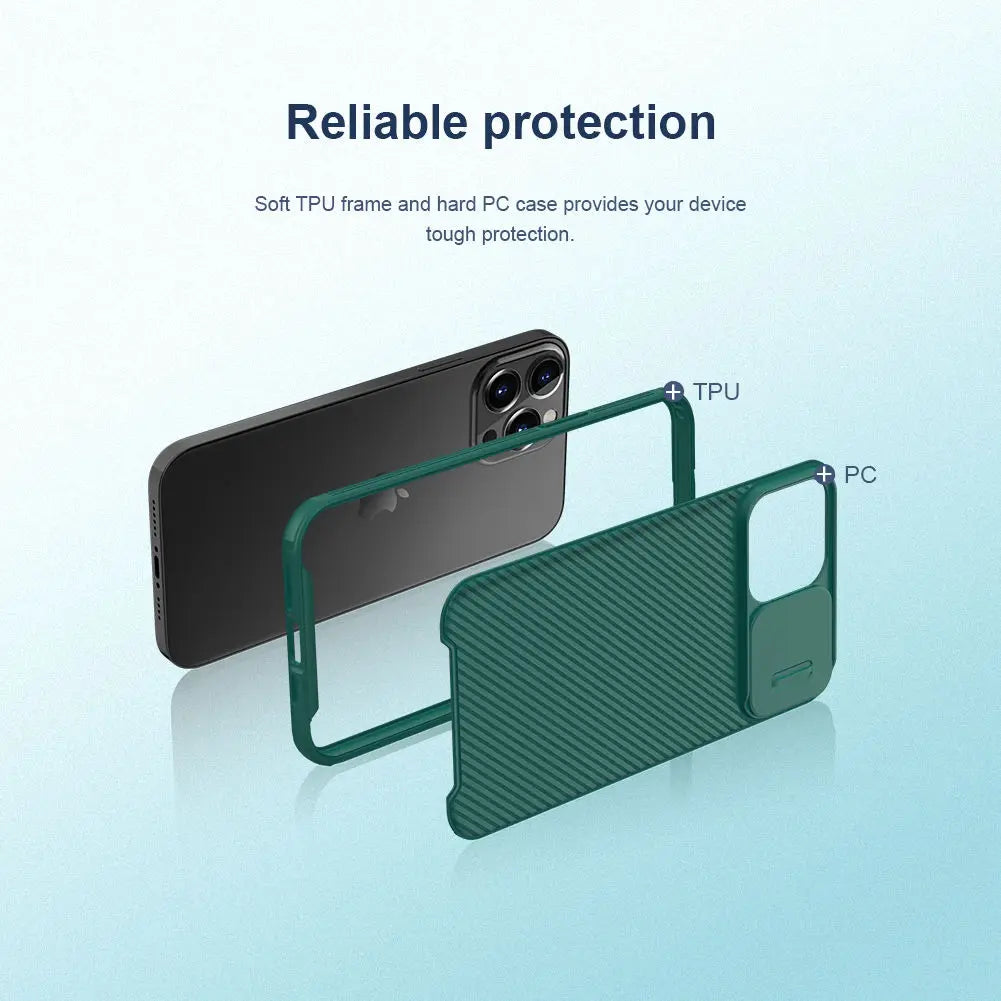 for iPhone 13 Pro Max Camshield Phone Case,NILLKIN Camera Protection Slide Protect Cover Lens Protection Case