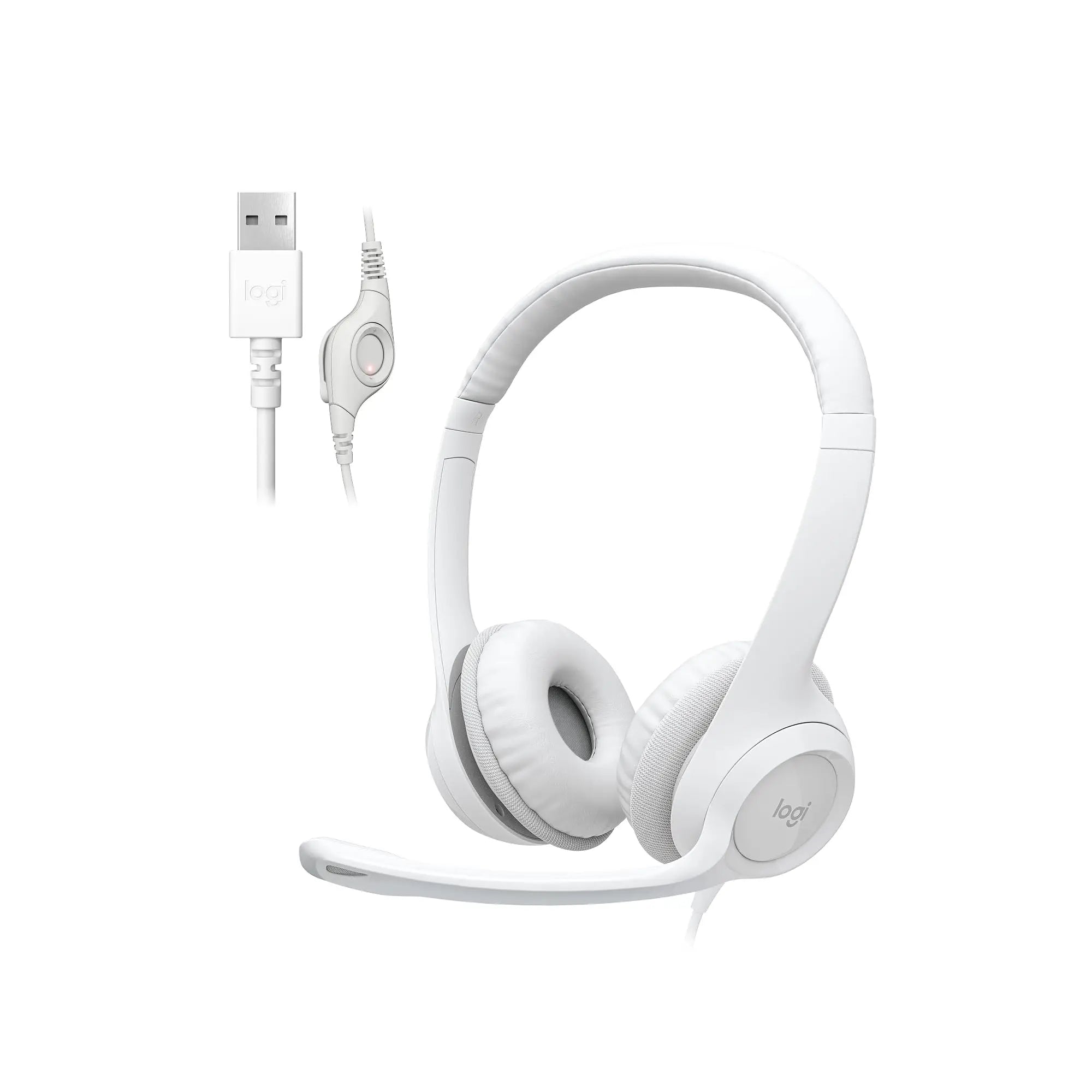 Logitech H390 USB Wired Headset with Noise Canceling Microphone Stereo Headphones In-Line Control for PC Laptop