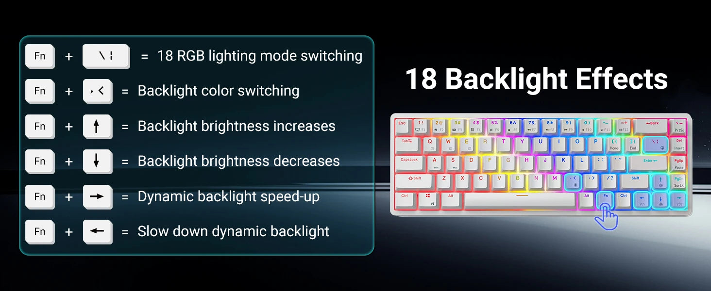 RK Royal Kludge RK837 Mechancial Keyboard 68 Keys 65% Compact 2.4G Wireless Bluetooth Gamer Keyboard RGB Backlight Hot Swappable