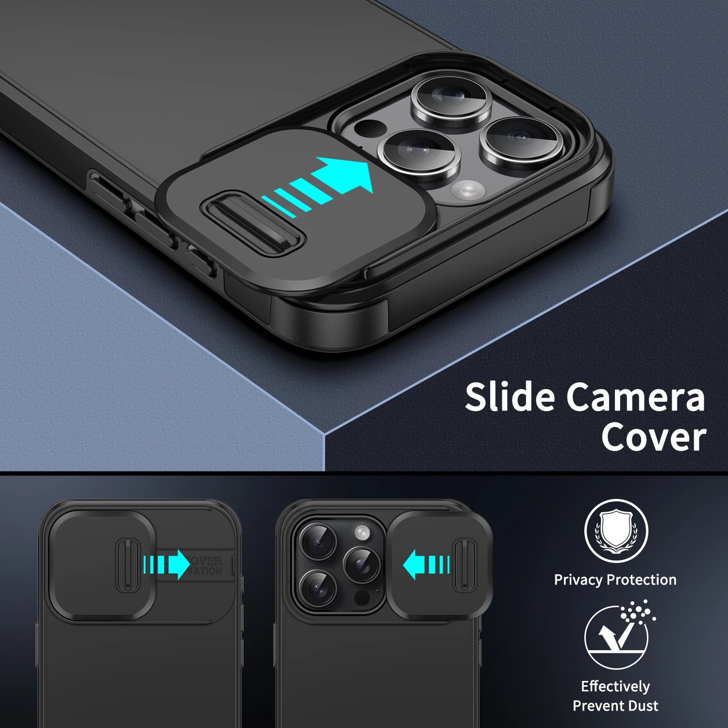 Shockproof Case For iPhone 15 14 13 12 11 16 17 Pro Max 15 Plus 16E Cover Slide Camera Protective Cases For iPhone 17 Air 17Pro