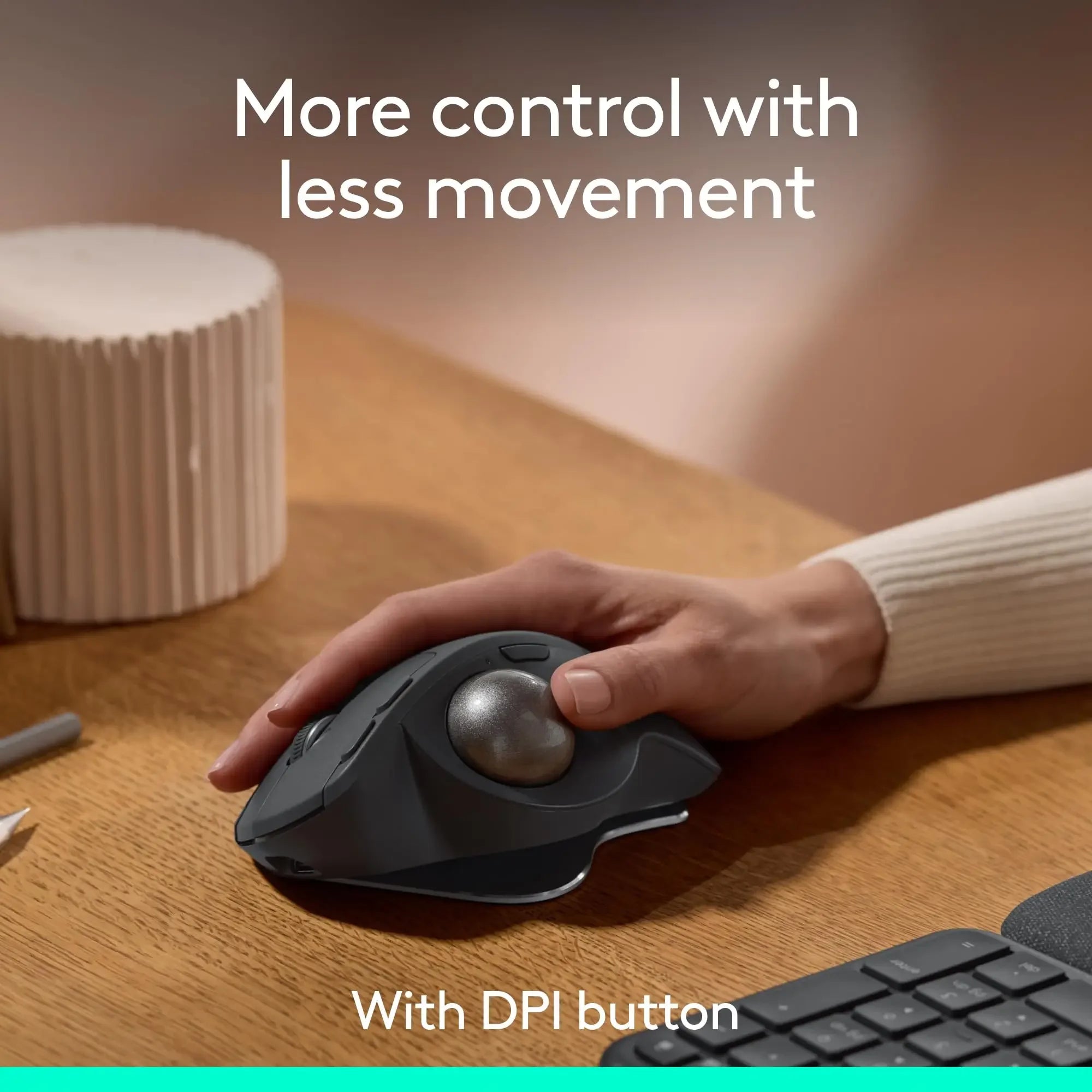 Logitech MX Ergo S Wireless Trackball Mouse Adjustable Ergonomic Design Rechargeable Bluetooth Mouse for Office Drawing Laptop