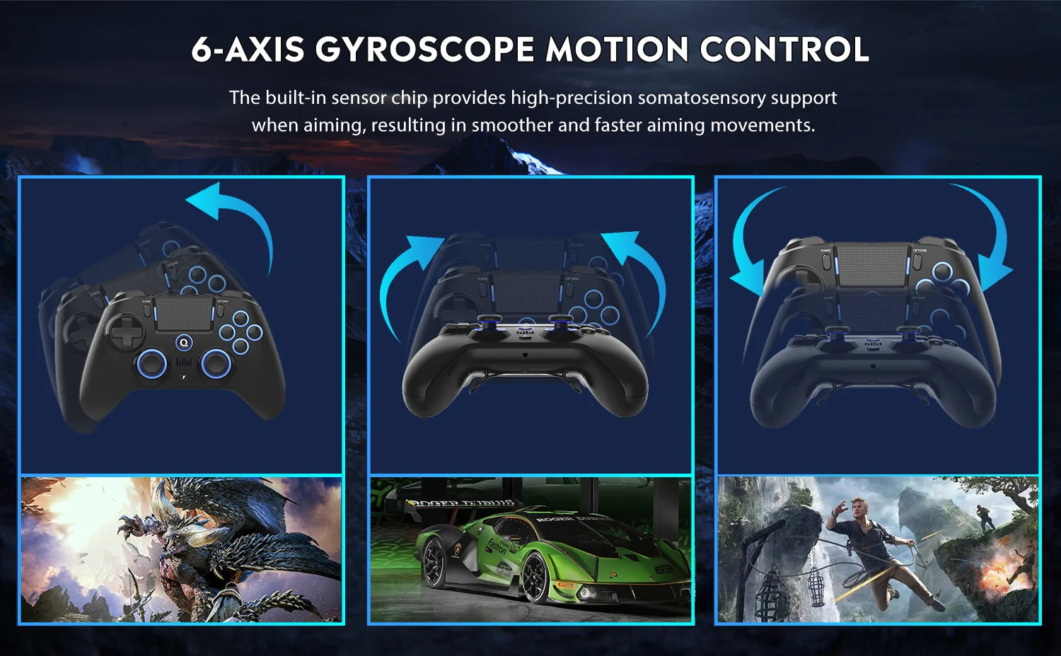 Original QRD Spark N5 Wireless Controller For PS4/PS3/IOS/Android/PC Hall Joystick Vibration Effect For PS5 Via Converter