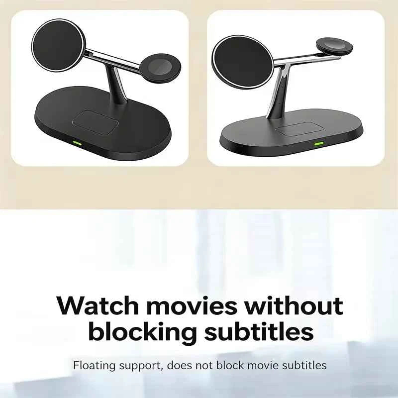 3 in 1 Magnetic Wireless Charger Stand for Magsafe iPhone 16/15/14/13/12 Apple Watch 8/7 & Airpods pro Fast Charging Station