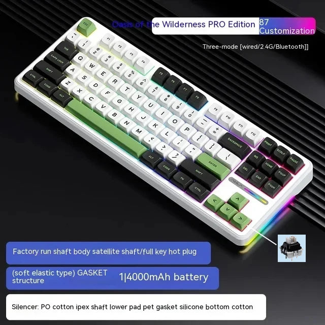 AULA F87 Pro Mechanical Keyboard 2.4g/Usb/Bluetooth Tri Mode Wireless 87 Key Rgb Pbt Gasket 5 Layer Silencing Full Key No Impact - WinSupport Tech