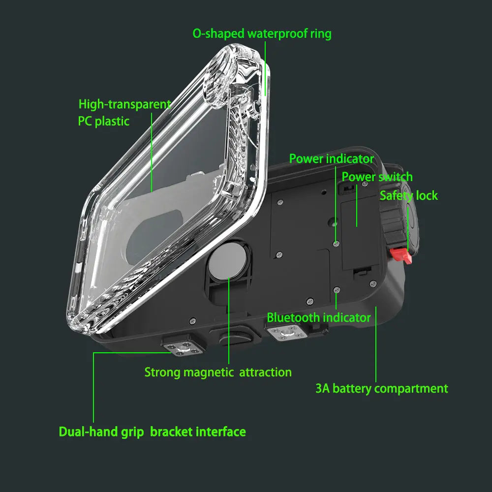 Bluetooth Control Waterproof Phone Case For iPhone 11/12 Mini&Pro&Pro max Underwater 40/130fit Professional Diving Phone Case